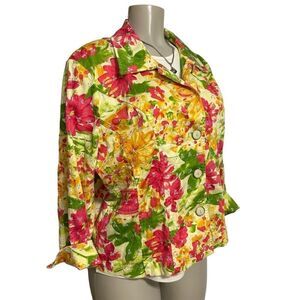 Draper's & Damon's Shirt Jacket Women's XL Multicolor Floral Embroidered Eyelet